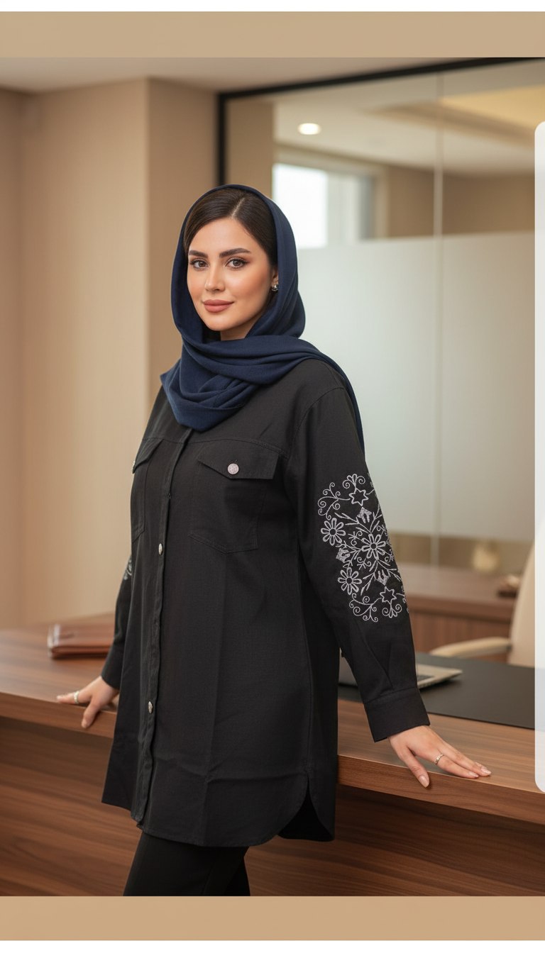 مانتو کتان گلدوزی