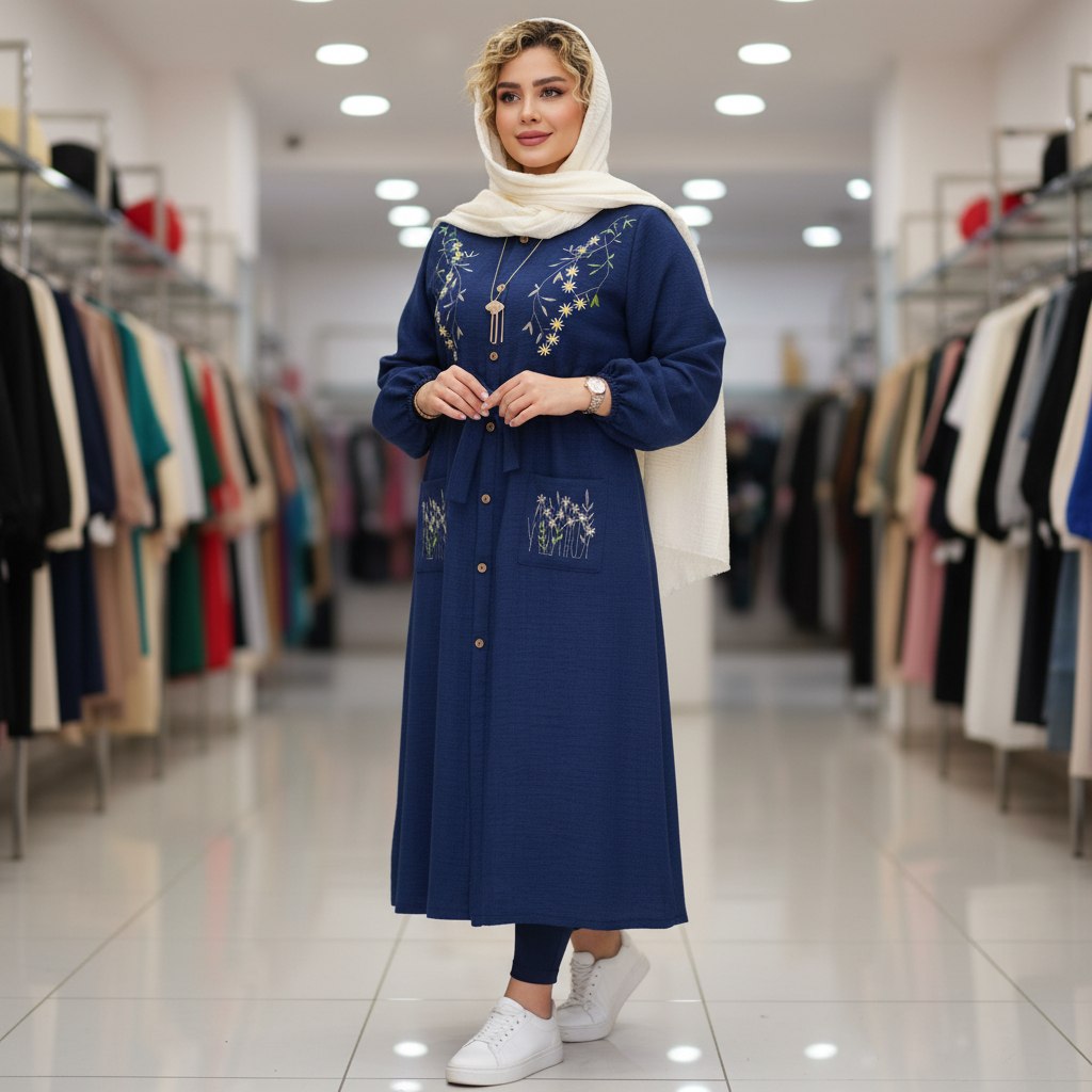 مانتو بلند گلدوزی